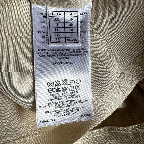 Brooks Brothers Linen Sheath Dress Keyhole Neck Lined Viscose Cream 4 - Picture 3 of 6